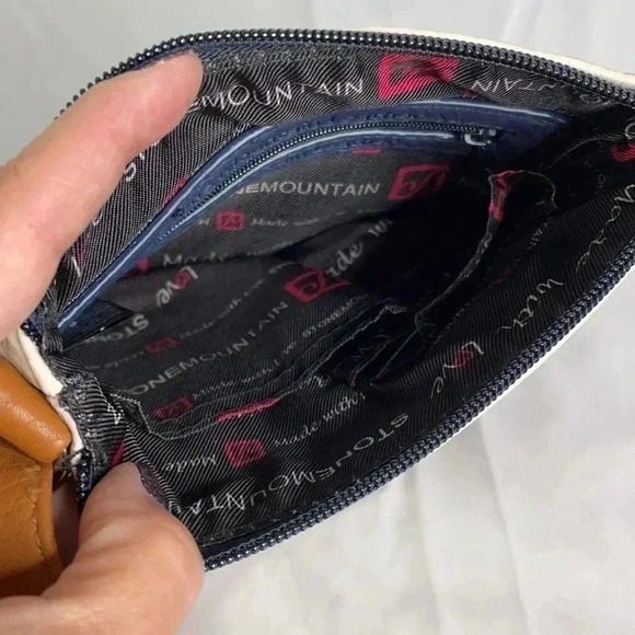 New Stone Mountain White Blue Leather Crossbody - Picture 7 of 11